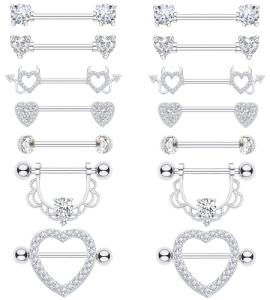 Heart-Shaped Stainless Steel Nipple Rings Set