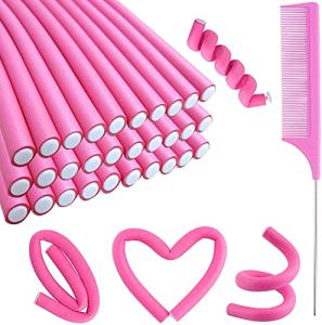 30PCS Heatless Foam Curler Set with Comb