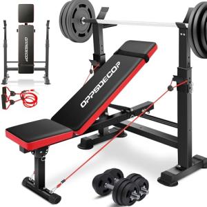 660lbs Adjustable Weight Bench Set with Squat Rack