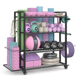 Adjustable 4-Tier Dumbbell Rack with Wheels