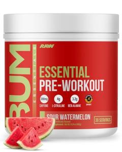 RAW Essential Pre-Workout Powder - Sour Watermelon Flavor