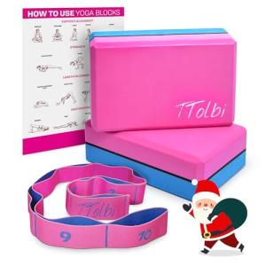 Yoga Blocks Set with Strap and Guide