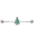 Santa Industrial Barbell Christmas Tree Earring