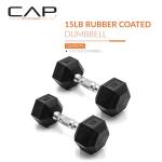 CAP Barbell 15 LB Rubber Hex Dumbbell Pair