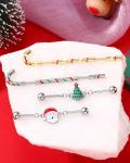 Santa Industrial Barbell Christmas Tree Earring