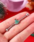 Santa Industrial Barbell Christmas Tree Earring