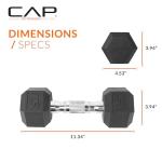 CAP Barbell 15 LB Rubber Hex Dumbbell Pair