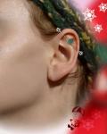 Santa Industrial Barbell Christmas Tree Earring