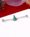 Santa Industrial Barbell Christmas Tree Earring
