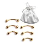 Tiny Gold Curved Surgical Steel Piercing Jewelry Set
