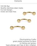 Tiny Gold Curved Surgical Steel Piercing Jewelry Set