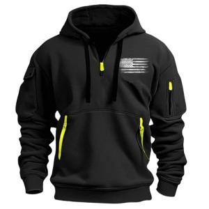Men's Black Quarter Zip Tactical Fleece Hoodie