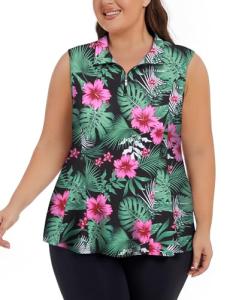 Plus Size Women's Golf Shirts - Sleeveless Athletic Tops