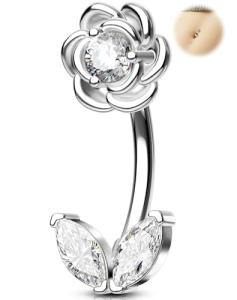 Belly Button Ring with CZ and Surgical Steel