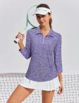 Purple 3/4 Sleeve Golf Shirt for Women