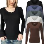 5 Pack Women's Long Sleeve V-Neck Tees