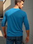 Men's Long Sleeve Gym Shirt - Waterfall Blue