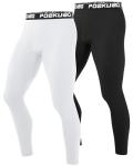 Men's Athletic Compression Workout Leggings – Black/White