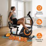 Quiet Recumbent Exercise Bike with Adjustable Seat