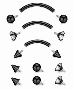 Masedy 3PCS Titan Eyebrow Piercing Jewelry Set