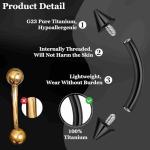 Masedy 3PCS Titan Eyebrow Piercing Jewelry Set