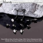 Masedy 3PCS Titan Eyebrow Piercing Jewelry Set