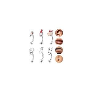 BodyAce 16G Stainless Steel Curved Eyebrow Rings