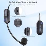 Cordless Double Wireless Microphone Headset for Two