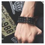 Black Lava Stone Dumbbell Bracelet for Fitness