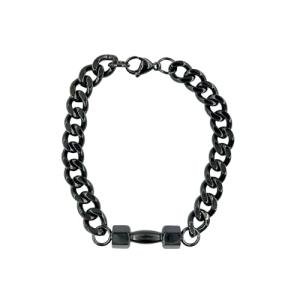 Traintough Black Stainless Steel Dumbbell Bracelet