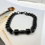 Traintough Black Stainless Steel Dumbbell Bracelet