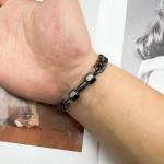 Traintough Black Stainless Steel Dumbbell Bracelet