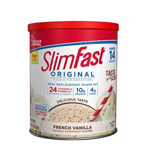 SlimFast Meal Replacement Powder, Original French Vanilla, Weight Loss Shake Mix, 10g of Protein, 14 Servings