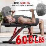 Adjustable Weight Bench for Home Gym Dumbbell Exercise, 600LBS Stable Incline Decline Flat Bench for Full Body Workout, Foldable Workout Bench with Resistance Bands for Bench Press Strength Training