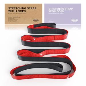 Stretching Strap with Loops - Non Elastic Yoga Straps for Physical Therapy, Durable Stretch Bands for Exercise, Flexibility Training, Hamstring & Leg Stretcher, Yoga/Pilates/Gymnastics - Red
