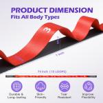 Stretching Strap with Loops - Non Elastic Yoga Straps for Physical Therapy, Durable Stretch Bands for Exercise, Flexibility Training, Hamstring & Leg Stretcher, Yoga/Pilates/Gymnastics - Red