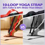 Stretching Strap with Loops - Non Elastic Yoga Straps for Physical Therapy, Durable Stretch Bands for Exercise, Flexibility Training, Hamstring & Leg Stretcher, Yoga/Pilates/Gymnastics - Red