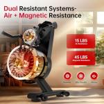 BOTORRO Rowing Machines for Home, Air Magnetic Rowing Machine with 10 Levels, Rower Machine of Quiet Resistance, Dual Slide Rail with 350lbs Weight Capacity, App Compatible