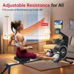 BOTORRO Rowing Machines for Home, Air Magnetic Rowing Machine with 10 Levels, Rower Machine of Quiet Resistance, Dual Slide Rail with 350lbs Weight Capacity, App Compatible