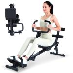 Sportneer Rower Machine for Home Foldable Hydraulic Rowing Machine with 12-Level Resistance - Multi Functional Row Machine Equipped with Caster and Backrest, 297lbs Maximum Load Rower Machines