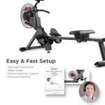 Sunny Health & Fitness Premium Smart Air & Magnetic Resistance Rowing Machine, Foldable Long Silding Rail Exercise Rower for Home Training, Free SunnyFit App Connection