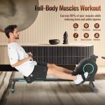 Rowing Machine for Home Row Rower Machine with 16-Level Adjustable Resistance, LCD Monitor, 350 lbs Capacity, Whisper Quiet, Compact & Space-Saving with Transport Wheels for Home, Office, Apartment