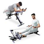Tousains 3 in 1 Foldable Rowing Machine, AB Machine with 3 Level Angle & Led Monitor, Multi-Functional Rower Fitness Equipment Home Gym Full Body Fitness Machine(Blue)
