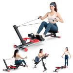WARMOUNTS Rowing Machine, 4 in 1 Adjustable Ab Machine with 4 Levels and 4 Heights, Foldable Rowing Machine for Home Gym with LCD Display, 266lbs Weight Capacity