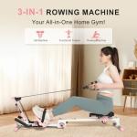 TOUSAINS 3 in 1 Adjustable AB Machine for Stomach Workout with 3 Heights, Foldable Rowing Machine for Home Gym with Comfortable seat & LCD Display Monitor, 330lbs Weight Capacity