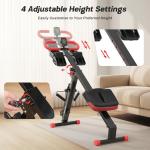 WARMOUNTS Rowing Machine, 4 in 1 Adjustable Ab Machine with 4 Levels and 4 Heights, Foldable Rowing Machine for Home Gym with LCD Display, 266lbs Weight Capacity