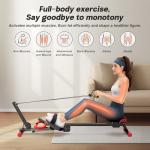 WARMOUNTS Rowing Machine, 4 in 1 Adjustable Ab Machine with 4 Levels and 4 Heights, Foldable Rowing Machine for Home Gym with LCD Display, 266lbs Weight Capacity