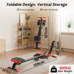 WARMOUNTS Rowing Machine, 4 in 1 Adjustable Ab Machine with 4 Levels and 4 Heights, Foldable Rowing Machine for Home Gym with LCD Display, 266lbs Weight Capacity