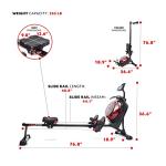 Sunny Health & Fitness Hydro + Dual Resistance Smart Magnetic Water Rowing Machine in Black - SF-RW522017BLK