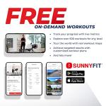 Sunny Health & Fitness Obsidian Surge Smart Water Rowing Machine with Dynamic Real-Time Resistance, Foldable Rower with Bluetooth Connectivity and Extra Long Slide- SF-RW522073